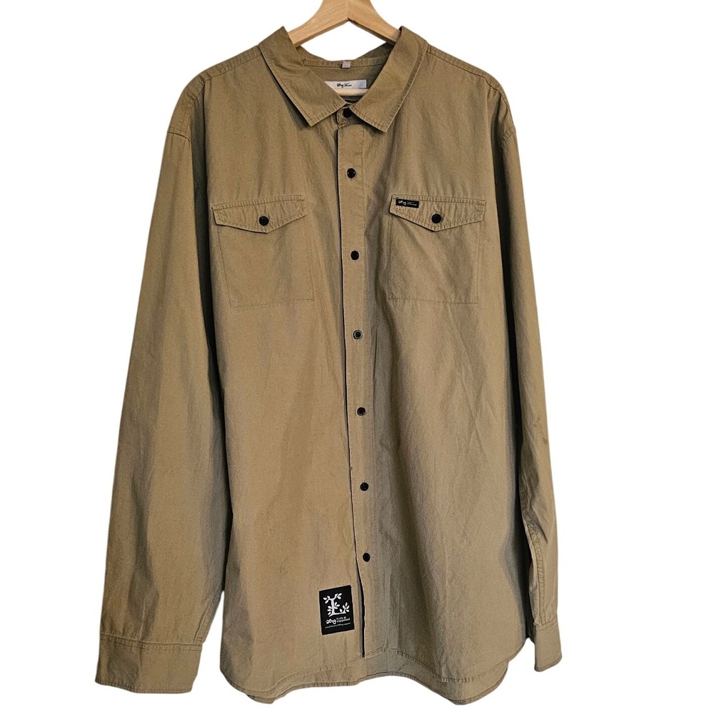 LRG Roots Equipment button shirt 3XL khaki Utility Pocket‎